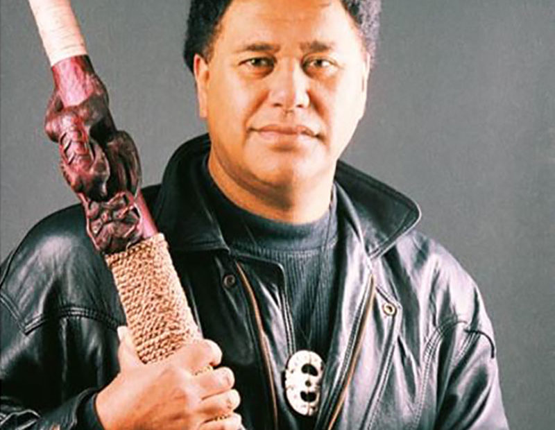 Dr Hirini Melbourne with his pūkāea Tamanui. Photo: University of Waikato